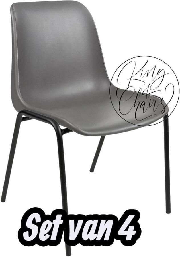 Everardo Kantinestoel Helene Antraciet -set van 4- zwart onderstel kantinestoel stapelstoel kuipstoel vergaderstoel tuinstoel kantine stoel stapel stoel tuin stoel kantinestoelen stapelstoelen kuipstoelen arenastoel schoolstoel bezoekersstoel