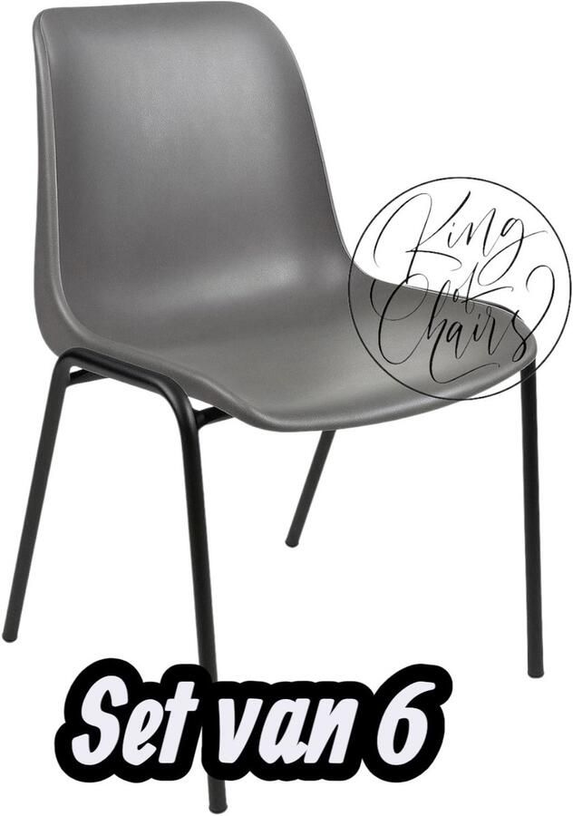 Everardo Kantinestoel Helene Antraciet -set van 6- zwart onderstel kantinestoel stapelstoel kuipstoel vergaderstoel tuinstoel kantine stoel stapel stoel tuin stoel kantinestoelen stapelstoelen kuipstoelen arenastoel schoolstoel bezoekersstoel
