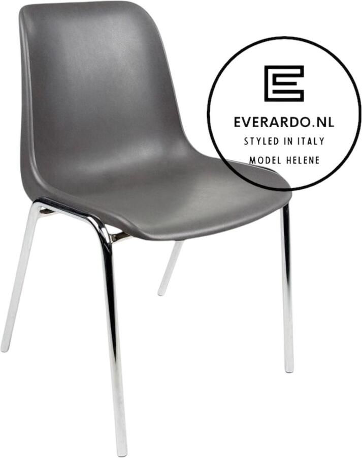 Everardo model Helene Antraciet verchroomd onderstel kantinestoel stapelstoel kuipstoel vergaderstoel tuinstoel kantine stoel stapel stoel tuin stoel kantinestoelen stapelstoelen kuipstoelen arenastoel kerkstoel schoolstoel bezoekersstoel