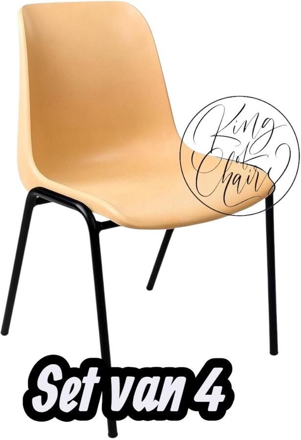 Everardo Kantinestoel Helene Beige -set van 4- zwart onderstel kantinestoel stapelstoel kuipstoel vergaderstoel tuinstoel kantine stoel stapel stoel tuin stoel kantinestoelen stapelstoelen kuipstoelen arenastoel schoolstoel bezoekersstoel