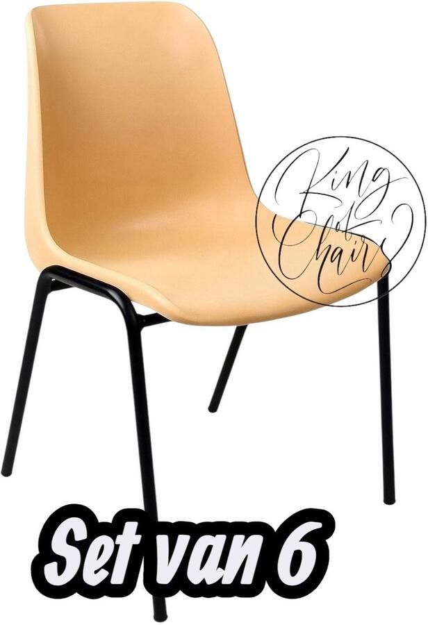 Everardo Kantinestoel Helene Beige -set van 6- zwart onderstel kantinestoel stapelstoel kuipstoel vergaderstoel tuinstoel kantine stoel stapel stoel tuin stoel kantinestoelen stapelstoelen kuipstoelen arenastoel schoolstoel bezoekersstoel