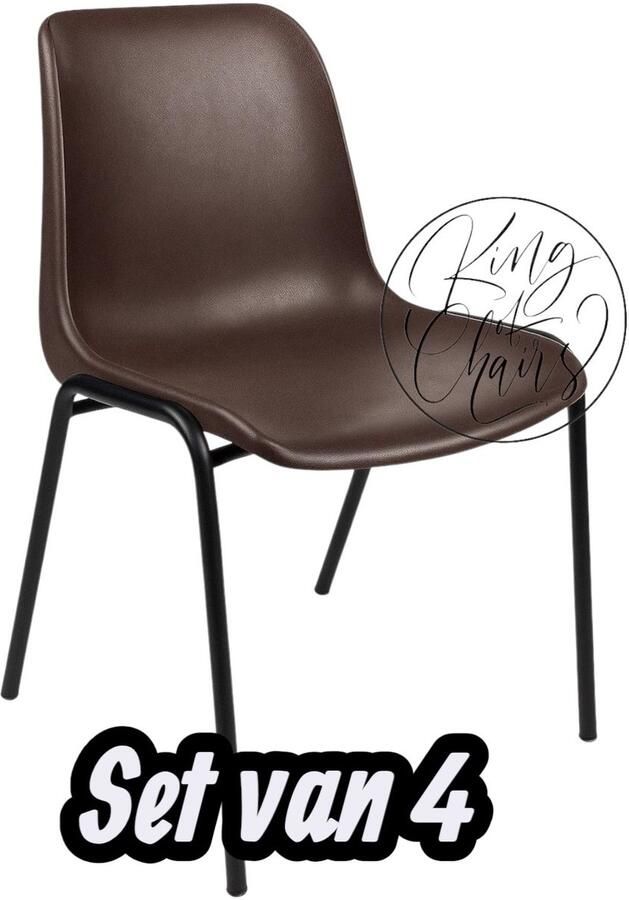 Everardo Kantinestoel Helene Bruin -set van 4- zwart onderstel kantinestoel stapelstoel kuipstoel vergaderstoel tuinstoel kantine stoel stapel stoel tuin stoel kantinestoelen stapelstoelen kuipstoelen arenastoel schoolstoel bezoekersstoel
