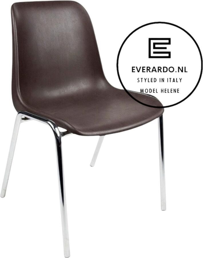 Everardo model Helene Bruin verchroomd onderstel kantinestoel stapelstoel kuipstoel vergaderstoel tuinstoel kantine stoel stapel stoel tuin stoel kantinestoelen stapelstoelen kuipstoelen arenastoel kerkstoel schoolstoel bezoekersstoel