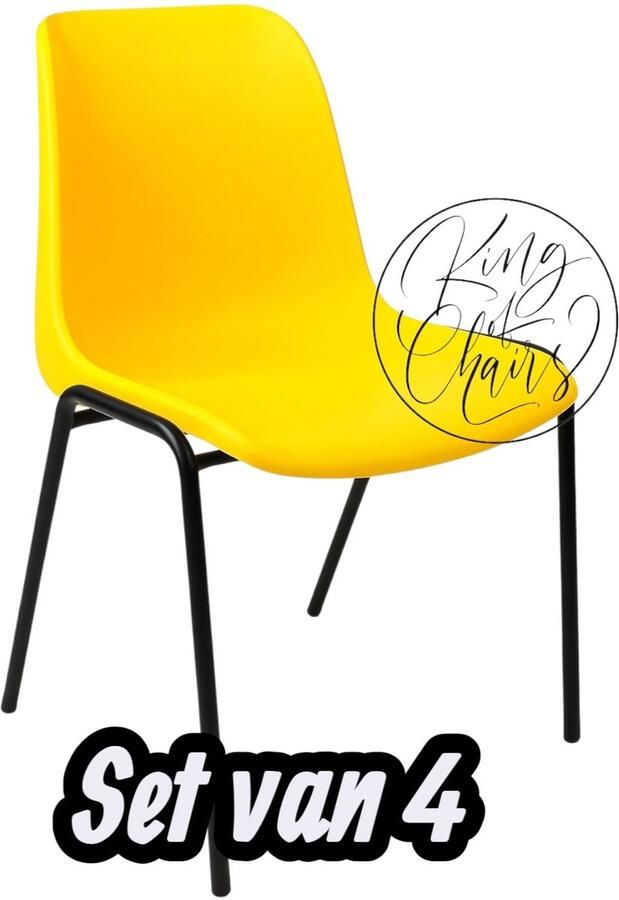 Everardo Kantinestoel Helene Geel -set van 4- zwart onderstel kantinestoel stapelstoel kuipstoel vergaderstoel tuinstoel kantine stoel stapel stoel tuin stoel kantinestoelen stapelstoelen kuipstoelen arenastoel schoolstoel bezoekersstoel