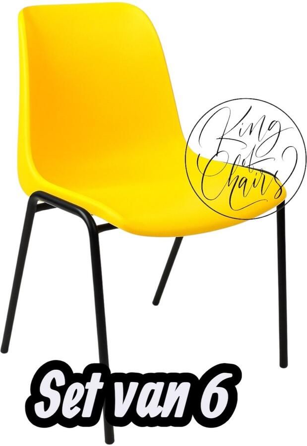 Everardo Kantinestoel Helene Geel -set van 6- zwart onderstel kantinestoel stapelstoel kuipstoel vergaderstoel tuinstoel kantine stoel stapel stoel tuin stoel kantinestoelen stapelstoelen kuipstoelen arenastoel schoolstoel bezoekersstoel