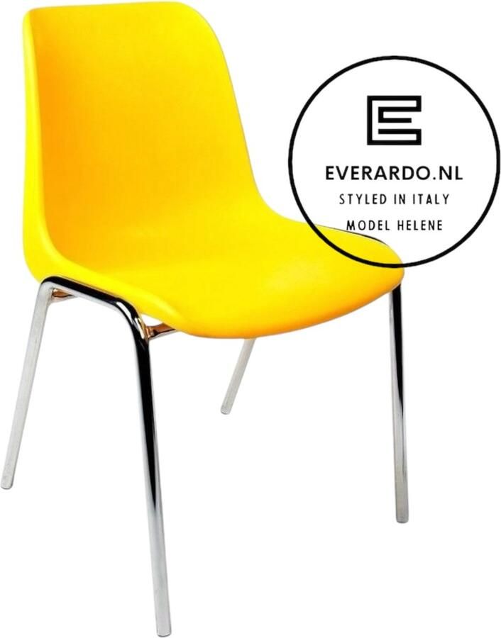 Everardo model Helene Geel verchroomd onderstel kantinestoel stapelstoel kuipstoel vergaderstoel tuinstoel kantine stoel stapel stoel tuin stoel kantinestoelen stapelstoelen kuipstoelen arenastoel kerkstoel schoolstoel bezoekersstoel