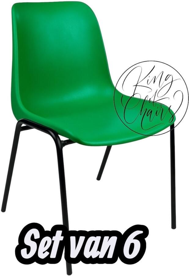 Everardo Kantinestoel Helene Groen -set van 6- zwart onderstel kantinestoel stapelstoel kuipstoel vergaderstoel tuinstoel kantine stoel stapel stoel tuin stoel kantinestoelen stapelstoelen kuipstoelen arenastoel schoolstoel bezoekersstoel