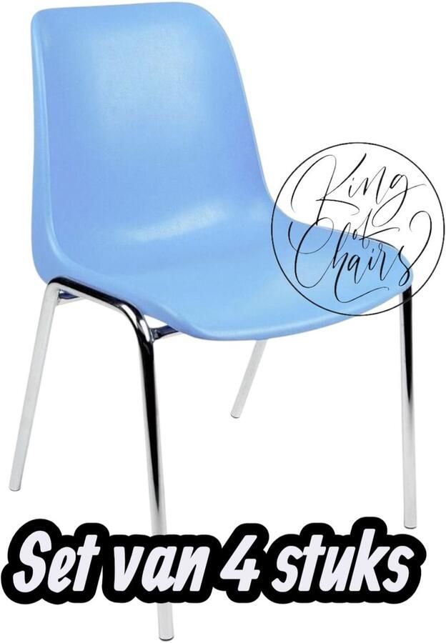 Everardo Kantinestoel Helene Lichtblauw -set van 4- verchroomd onderstel kantinestoel stapelstoel kuipstoel vergaderstoel tuinstoel kantine stoel stapel stoel tuin stoel kantinestoelen stapelstoelen kuipstoelen arenastoel schoolstoel bezoekersstoel