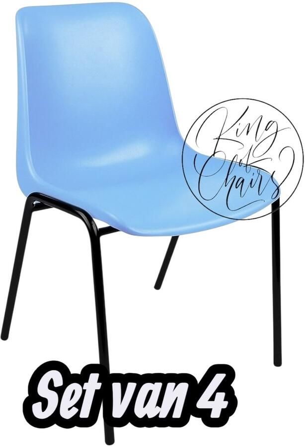 Everardo Kantinestoel Helene Lichtblauw -set van 4- zwart onderstel kantinestoel stapelstoel kuipstoel vergaderstoel tuinstoel kantine stoel stapel stoel tuin stoel kantinestoelen stapelstoelen kuipstoelen arenastoel schoolstoel bezoekersstoel