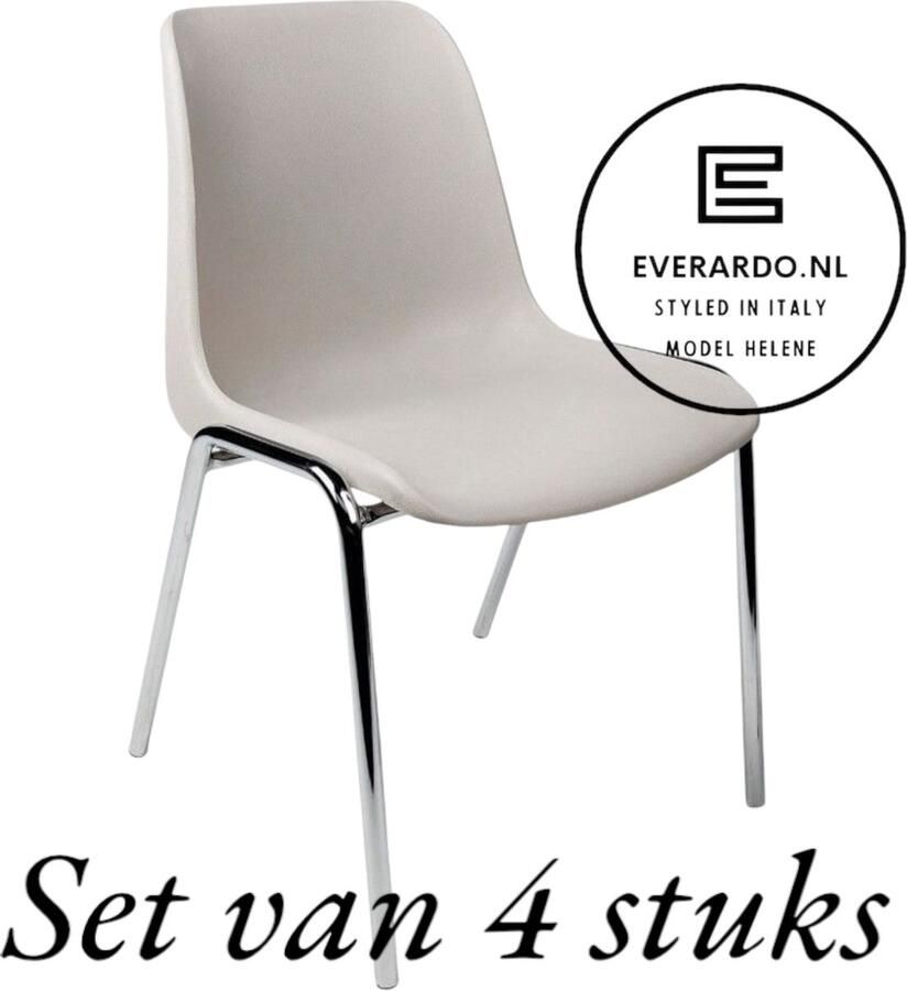 Everardo Kantinestoel Helene Lichtgrijs -set van 4- verchroomd onderstel kantinestoel stapelstoel kuipstoel vergaderstoel tuinstoel kantine stoel stapel stoel tuin stoel kantinestoelen stapelstoelen kuipstoelen arenastoel schoolstoel bezoekersstoel - Foto 2