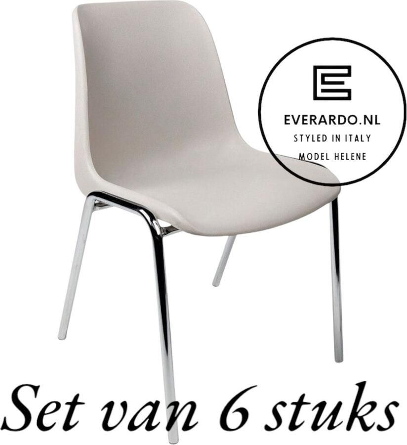 Everardo Kantinestoel Helene Lichtgrijs -set van 6- verchroomd onderstel kantinestoel stapelstoel kuipstoel vergaderstoel tuinstoel kantine stoel stapel stoel tuin stoel kantinestoelen stapelstoelen kuipstoelen arenastoel schoolstoel bezoekersstoel - Foto 2