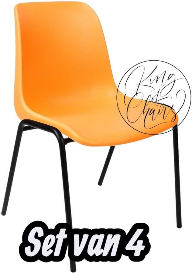 Everardo Kantinestoel Helene Oranje -set van 6- zwart onderstel kantinestoel stapelstoel kuipstoel vergaderstoel tuinstoel kantine stoel stapel stoel tuin stoel kantinestoelen stapelstoelen kuipstoelen arenastoel schoolstoel bezoekersstoel