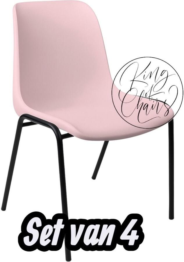 Everardo Kantinestoel Helene Roze -set van 4- zwart onderstel kantinestoel stapelstoel kuipstoel vergaderstoel tuinstoel kantine stoel stapel stoel tuin stoel kantinestoelen stapelstoelen kuipstoelen arenastoel schoolstoel bezoekersstoel