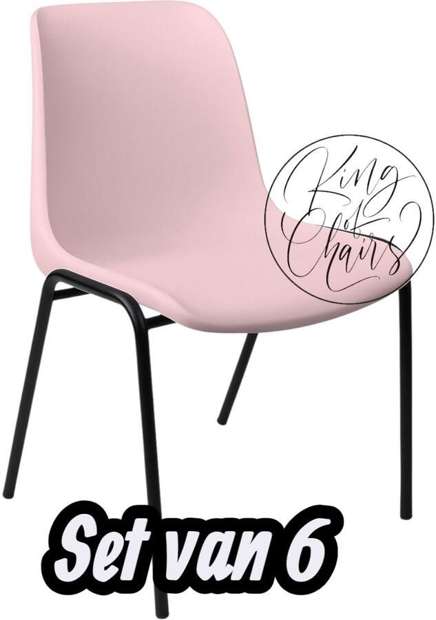 Everardo Kantinestoel Helene Roze -set van 6- zwart onderstel kantinestoel stapelstoel kuipstoel vergaderstoel tuinstoel kantine stoel stapel stoel tuin stoel kantinestoelen stapelstoelen kuipstoelen arenastoel schoolstoel bezoekersstoel