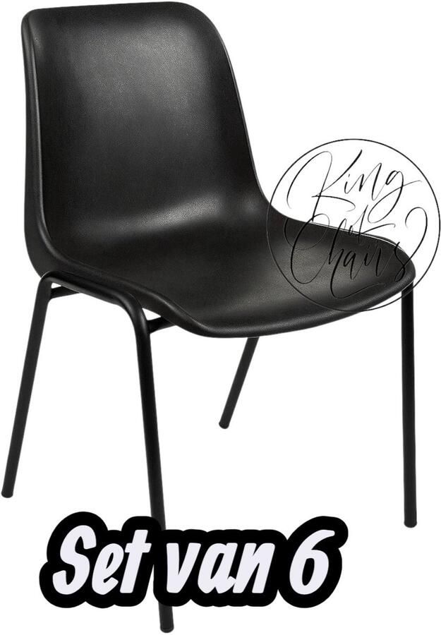 Everardo Kantinestoel Helene Zwart -set van 6- zwart onderstel kantinestoel stapelstoel kuipstoel vergaderstoel tuinstoel kantine stoel stapel stoel tuin stoel kantinestoelen stapelstoelen kuipstoelen arenastoel schoolstoel bezoekersstoel