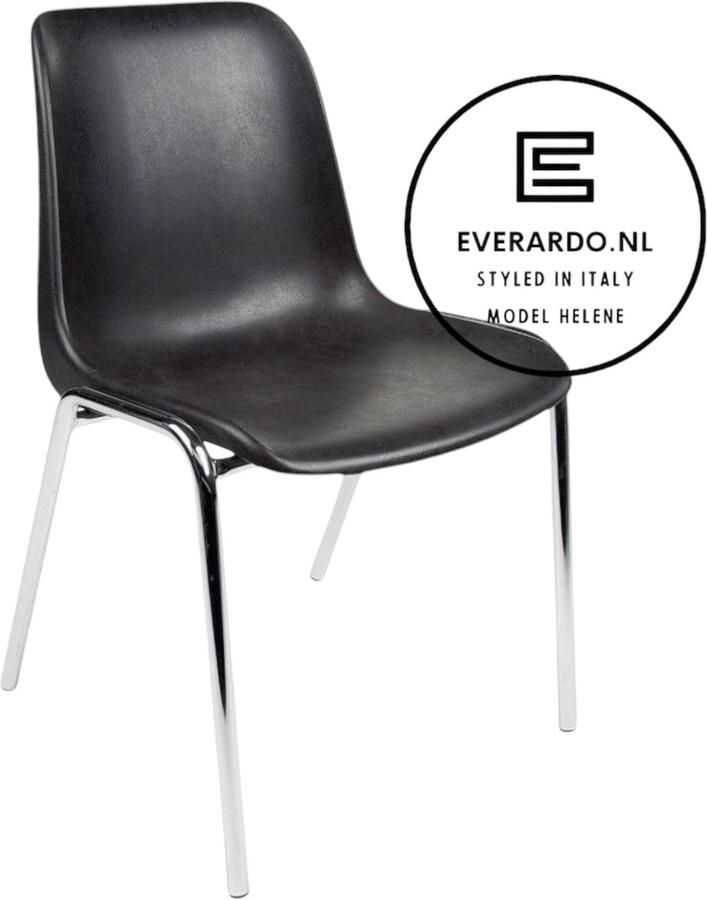 Everardo model Helene Zwart verchroomd onderstel kantinestoel stapelstoel kuipstoel vergaderstoel tuinstoel kantine stoel stapel stoel tuin stoel kantinestoelen stapelstoelen kuipstoelen arenastoel kerkstoel schoolstoel bezoekersstoel