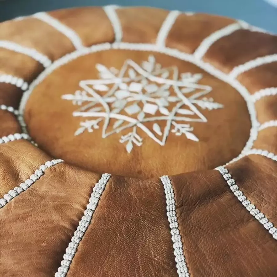 Everything-We-Love Handgemaakte Marrokkaanse leren poef