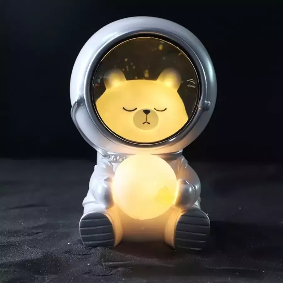 Exalight Schattig Astronaut Dieren Lampje Nachtlampje Schemer Lamp Kinderkamer Beertje