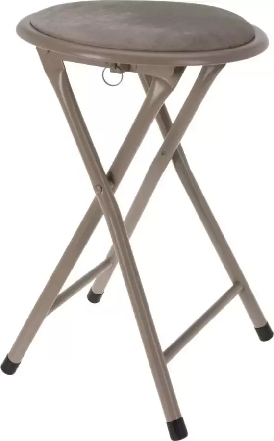 Excellent Houseware Bijzet krukje stoel Opvouwbaar beige D30 x H45 cm Krukjes - Foto 2