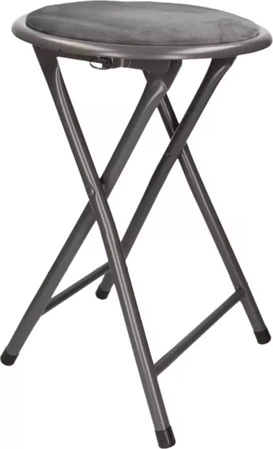 Excellent Houseware Bijzet krukje stoel Opvouwbaar grijs D30 x H45 cm Krukjes - Foto 1