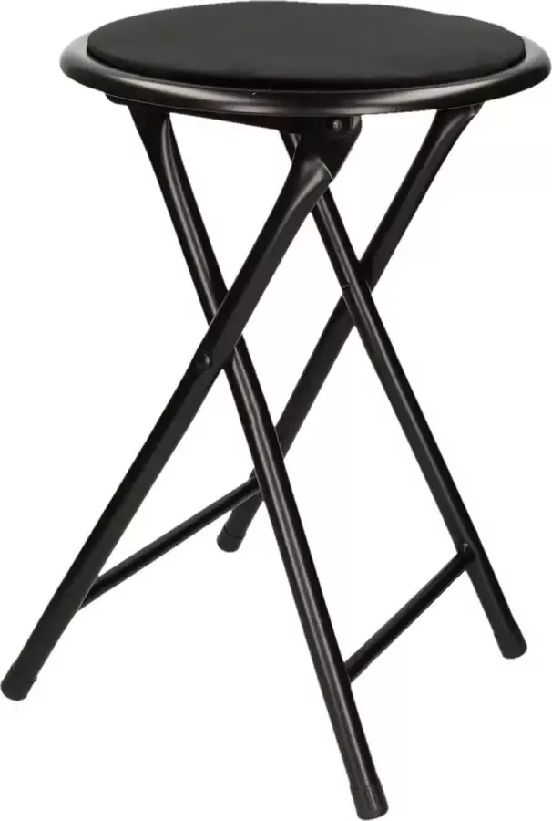 Excellent Houseware bijzet krukje stoel Opvouwbaar zwart D30 x H45