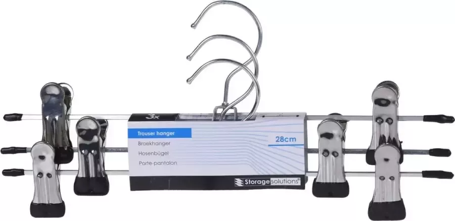 Excellent Houseware Five Kledinghangers 3x zilver voor broeken 28 5 cm kleerhanger - Foto 2