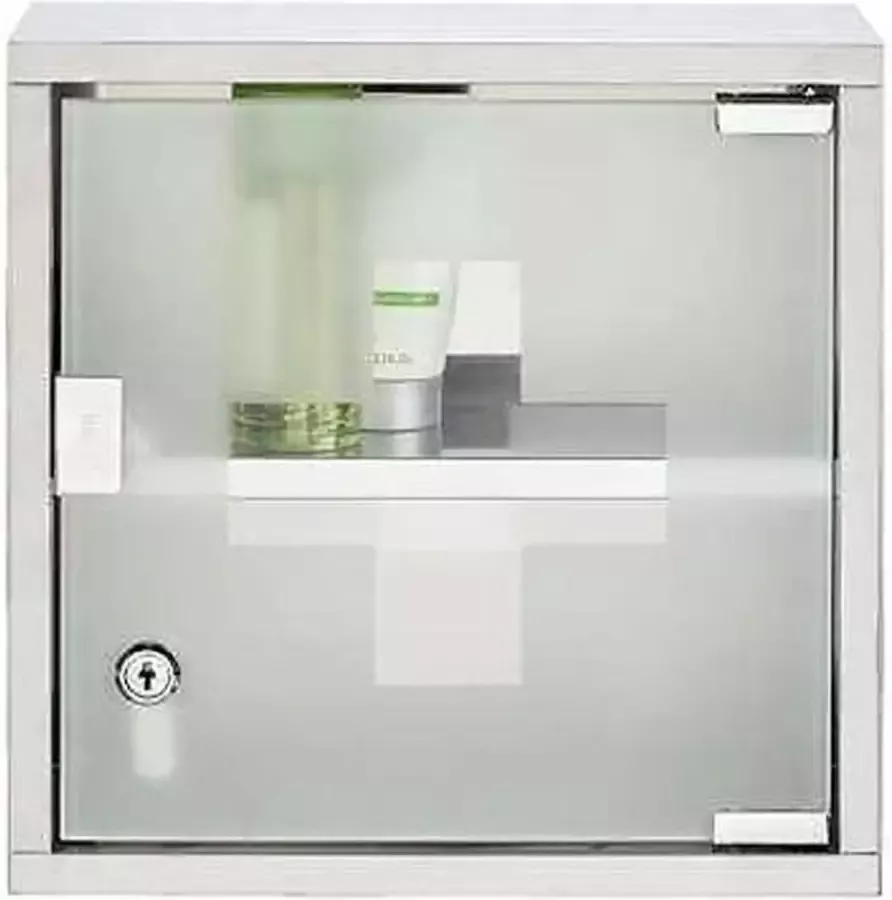 Excellent Houseware Medicijnkastje RVS 30 x 30 x 12 cm 2 sleutels