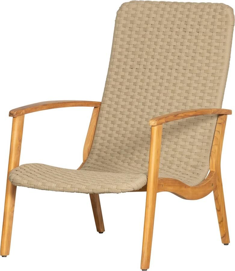 Exotan Stony fauteuil met armleuning touw hout army green - Foto 2