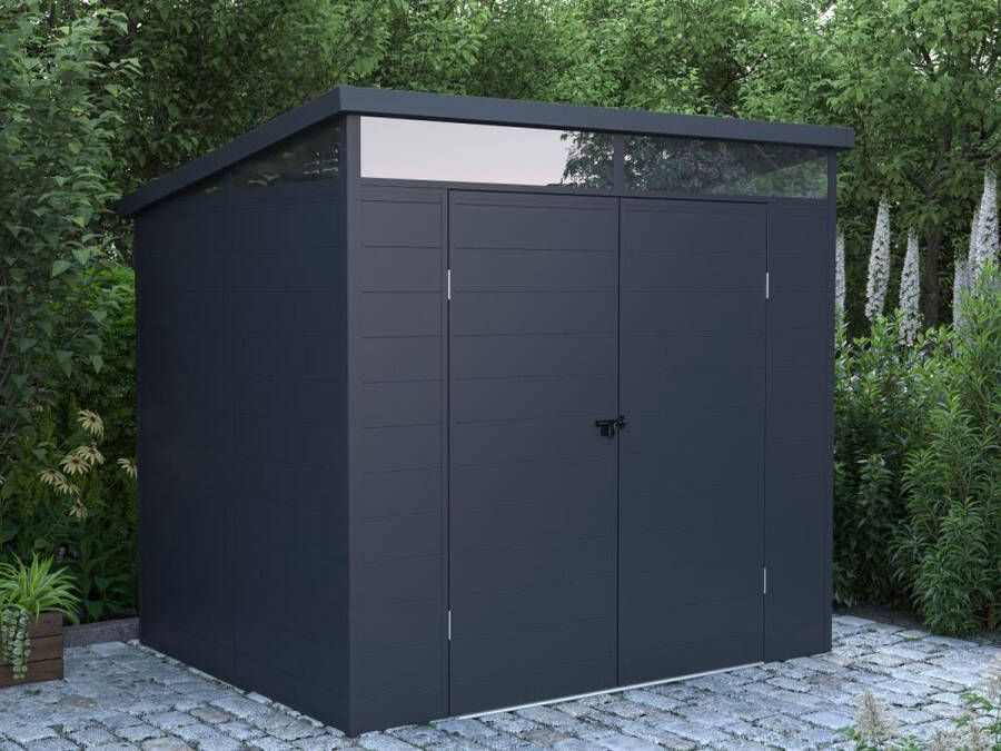 EXPERTLAND Tuinhuisje van antracietgrijs hars van 4 m² met vloer MINARO L 228 cm x H 181 cm x D 180 cm