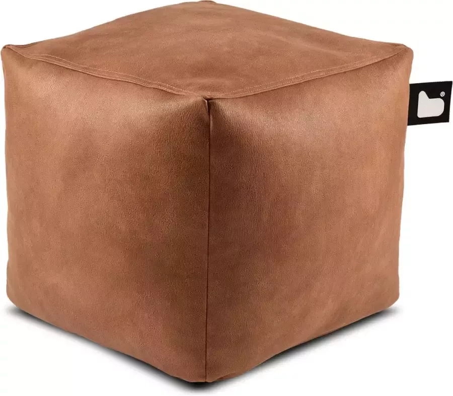 Extreme Lounging b-box leatherlook poef voor binnen ergonomische 40x40x40cm tan