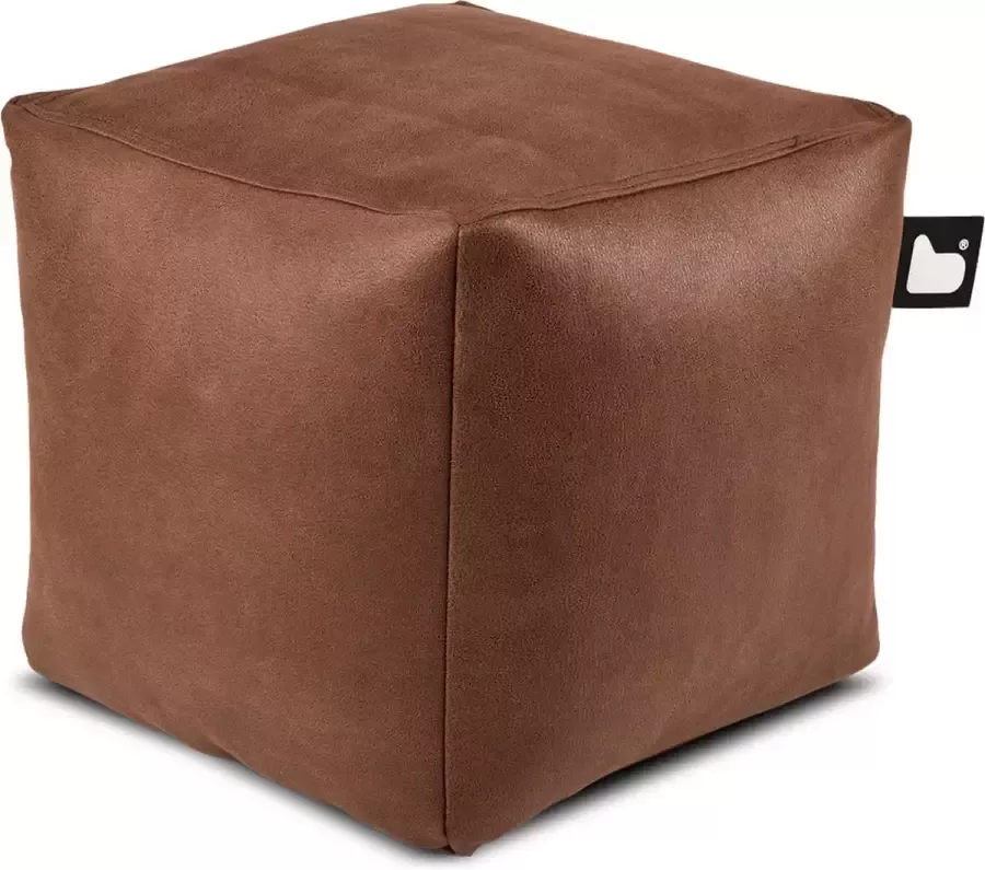 Extreme Lounging b-box leatherlook poef voor binnen ergonomische 40x40x40cm chestnut - Foto 1