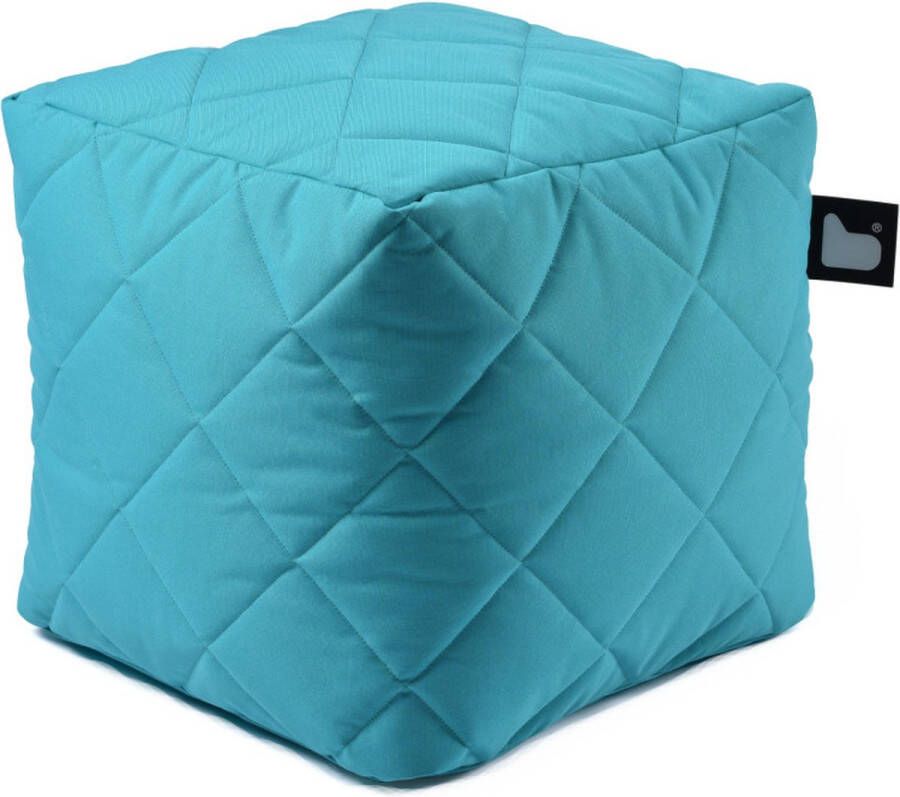 Extreme Lounging b-box quilted poef voor binnen en buiten ergonomische en waterdicht 40x40x40cm aqua