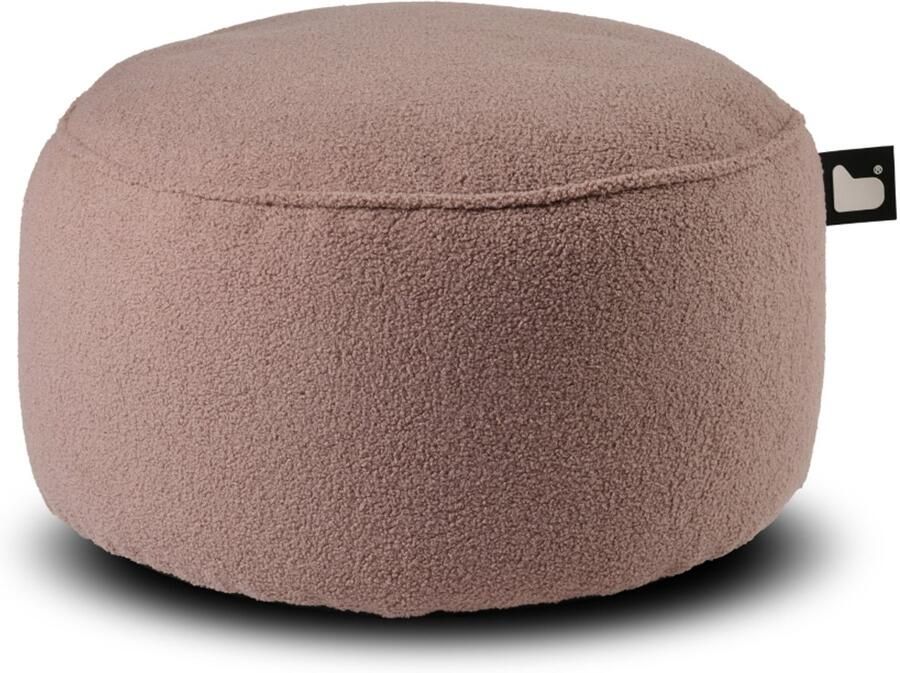 Extreme Lounging b-poufe teddy poef rond voor binnen zacht & comfortabel 60x40cm heather