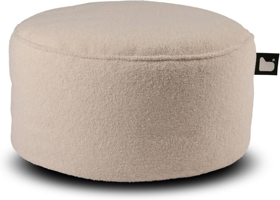 Extreme Lounging b-poufe teddy poef rond voor binnen zacht & comfortabel 60x40cm ivory
