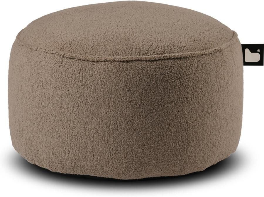 Extreme Lounging b-poufe teddy poef rond voor binnen zacht & comfortabel 60x40cm mink
