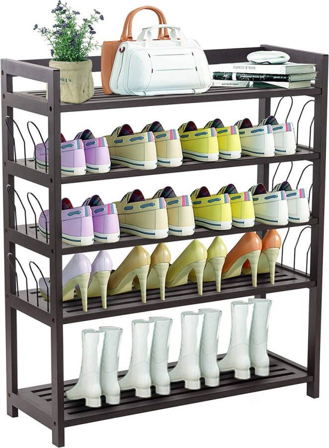 Exxen Bamboe schoenenrek plantenrek plank organiseren voor maximaal 20 paar Schoenen