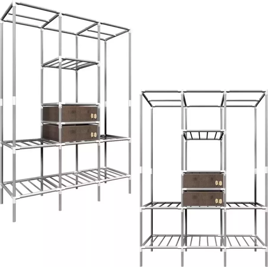 eyepower xl garderobe metalen legplankensysteem 2 laden 178x128x44 5cm vouwkast 178x128x44 5cm