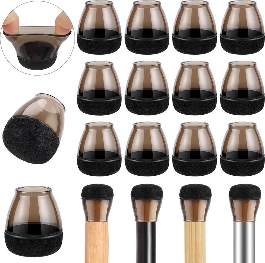 Bingfing 24 stuks vierkante stoelpootdoppen transparante siliconen stoelpootbeschermers met viltjes beschermkappen voor stoelpoten 13-20 mm geen geluid geen krassen (vierkant S (pasvorm: 13-20 mm)) - Foto 3