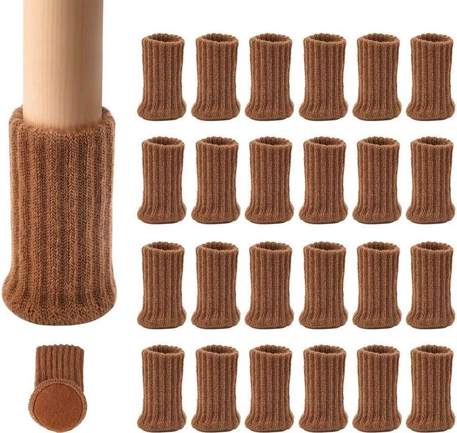 Ezprotekt 24 stuks stoelpootdoppen hoekig transparant siliconen stoelpootbeschermers met vilten kussens beschermdoppen voor stoelpoten geen lawaai geen krassen (vierkant M pasvorm: 20-26 mm) - Foto 2