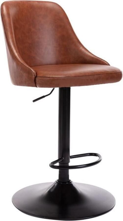 F4ALL Monza barkruk met cognac kunstleder en zwart metalen frame