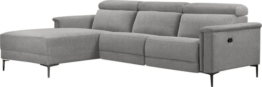 Fabric Wood Metal Plastic Lund Chaise Lounge Sofa met 1 Relaxfauteuil in Lichtgrijze Stof