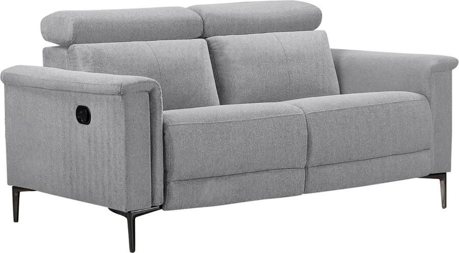 Fabric Wood Metal Plastic Lund Sofa 2 zits met 1 Handmatige Relaxfauteuil in Lichtgrijze Stof