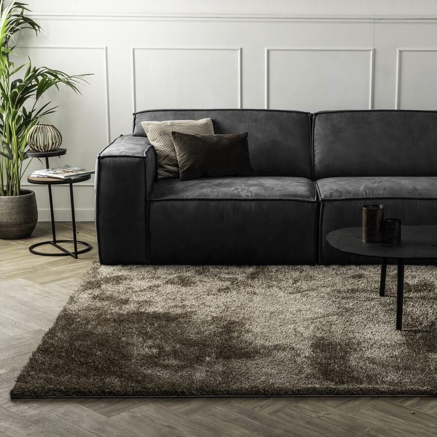 FABRIQ Delaware Loper Tapijt 80x150 cm Vloerkleed Hoogpolig Tapijt Woonkamer en Tapijt Slaapkamer Kleed Goud Bruin