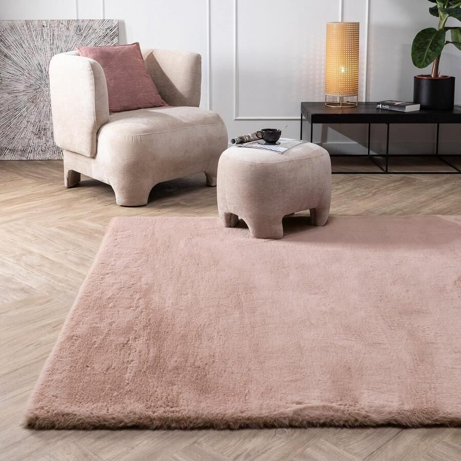 FABRIQ Imitiatiebont Vloerkleed 160x230 cm Hoogpolig Tapijt Woonkamer Tapijt Slaapkamer Kleed Roze