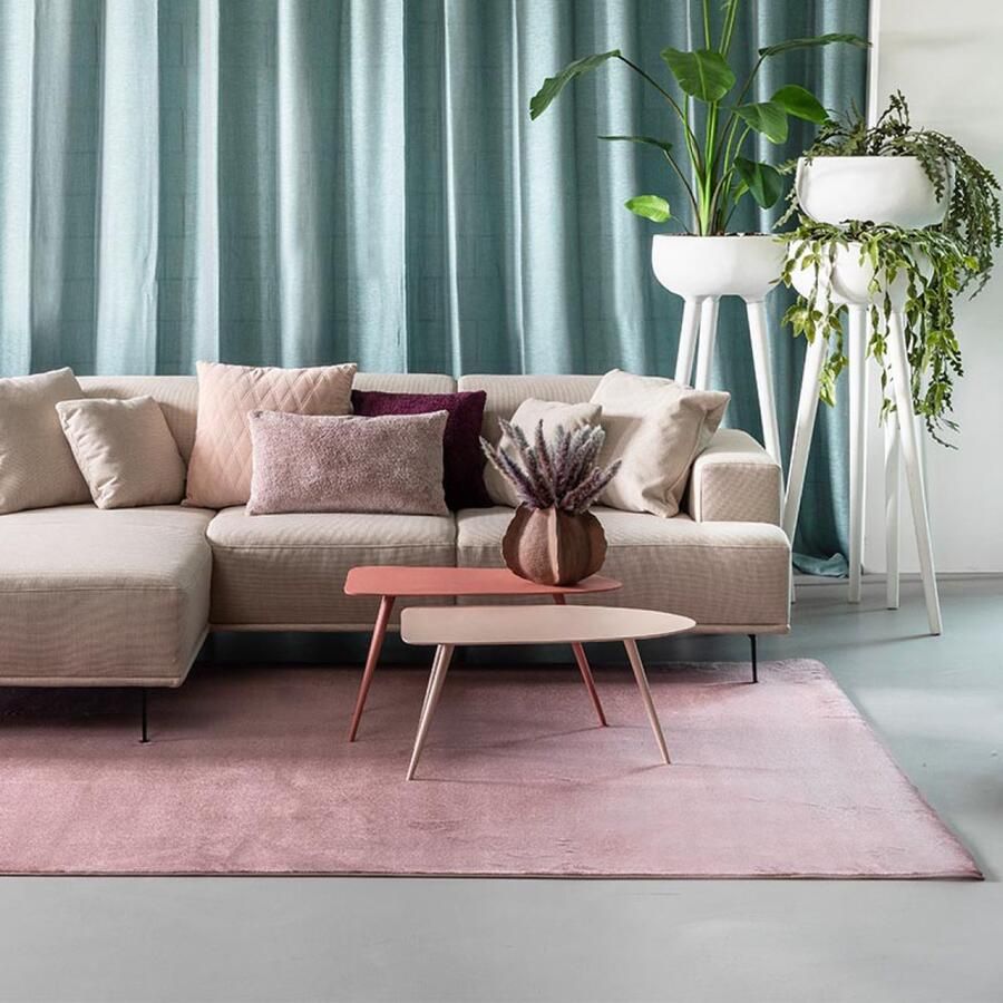 FABRIQ Texas Loper Tapijt 80x150 cm Vloerkleed Laagpolig Tapijt Woonkamer en Tapijt Slaapkamer Kleed Roze