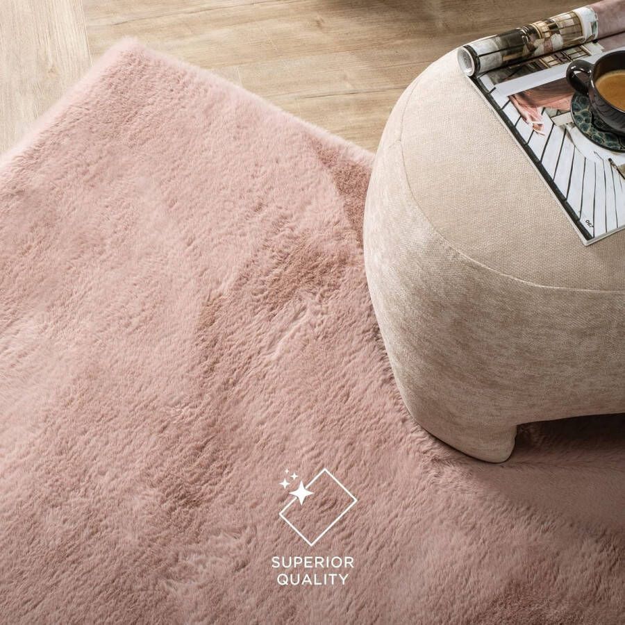 FABRIQ Imitiatiebont Vloerkleed 160x230 cm Hoogpolig Tapijt Woonkamer Tapijt Slaapkamer Kleed Roze - Foto 2