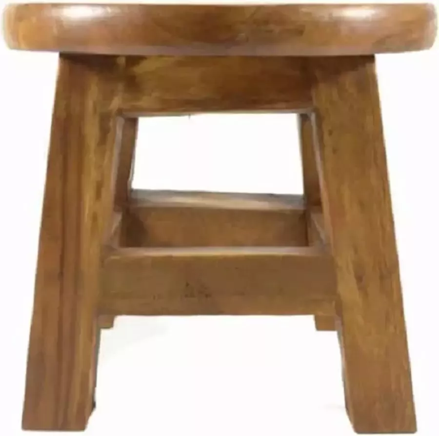 Fairtrade uit Thailand Krukje Acacciahout Naturel met print Aap 27cm Sawahasa Thailand Fairtrade