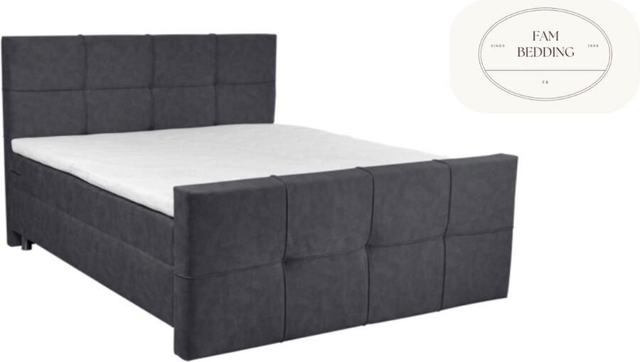 FAM BEDDING 2 Persoons Boxspringset Ibiza Antraciet 140x200
