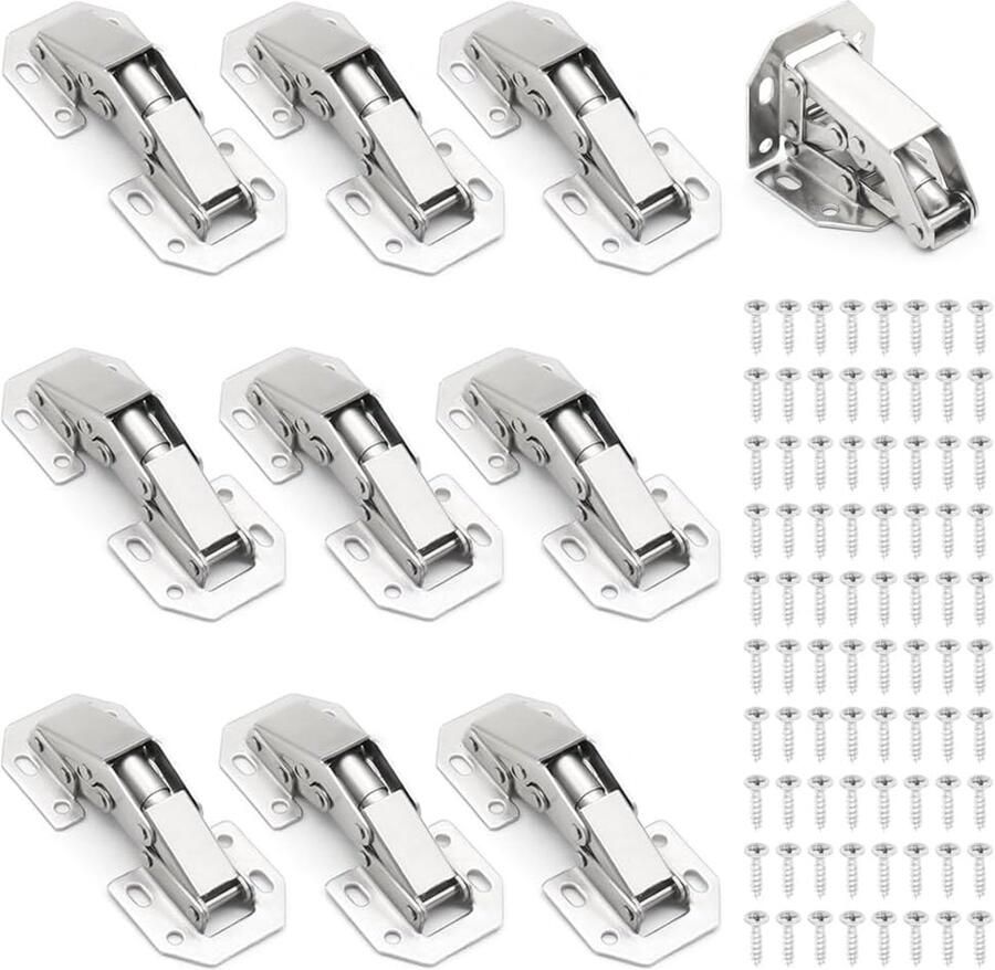Famanu 10 stuks meubelscharnieren met 80 schroeven deurscharnieren voor schokdempers veerscharnier 90 graden kastscharnieren voor meubeldeuren keuken kasten