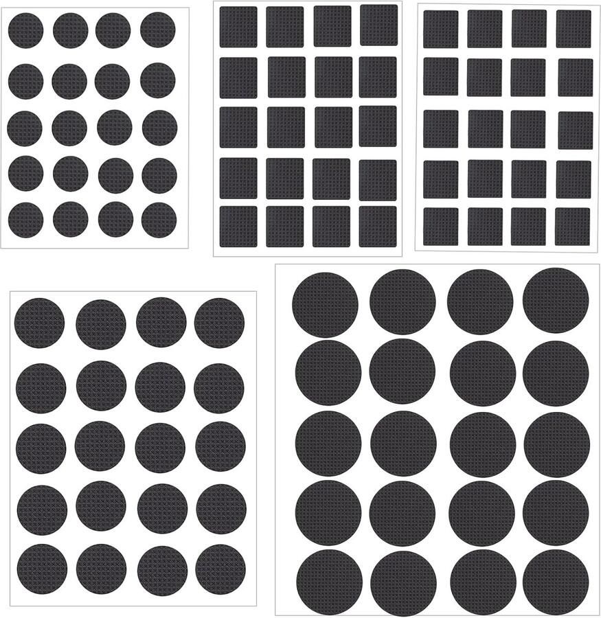 Famanu 100 stuks stoelglijders meubelglijders stoelkussens vilten stoelbescherming antislip 5 maten krasbestendig geluidsreduceert voor meubelpoten houten vloeren